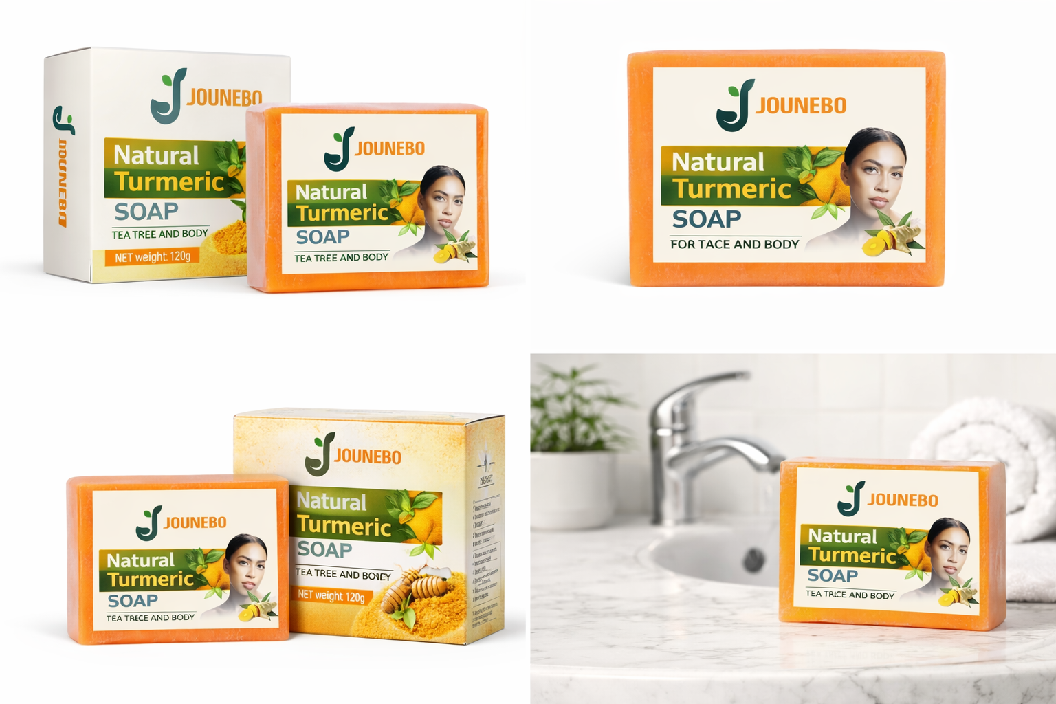 Jounebo Natural Turmeric Soap – Brightening & Deep Cleansing Bar